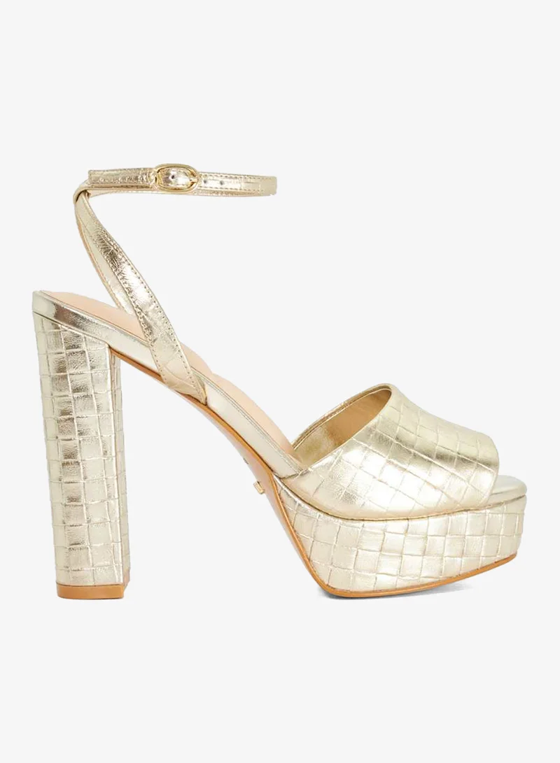 ديون لندن صنادل بكعب عالٍ بحزام للكاحل